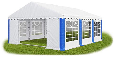 Das Company Tenda per Feste bianco-blu 4x6m Impermeabile 240 g/m2 PE Telone Costruzione Summer Floor sul Fondo