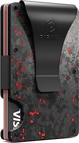 PIRNA Porte-Cartes de Crédit pour Homme | Portefeuille en Fibre de Carbone | Protection Carte RFID | Cadeaux pour Hommes | Rouge Carbone