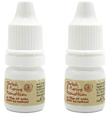 Ohrloch und Piercing Kosmetikum sichere Reinigung und Pflege mit Arnika, Kamile und Panthenol After Piercing Lotion 2x 5ml Flasche