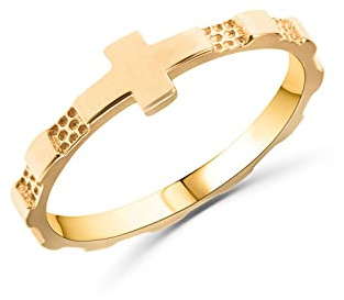 Religiöser Ring Rosenkranz Herren Damen 925 Sterling Silber 18 Karat vergoldet -