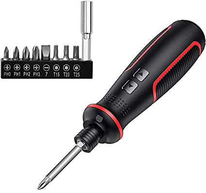 Opaltool Elektrischer Akku Schraubendreher mit 8 Bits, 2000 mAh Wiederaufladbarer Präzisions Schraubenzieher Set mit LED-Licht Und Einstellbarem Drehmoment