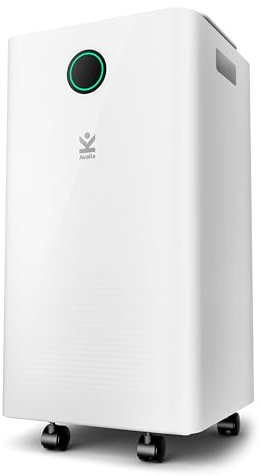 Avalla X-125 Deshumidificador Inteligente - Deshumificadores de Humedad - 12L/día Bajo Consumo, para Hogar y Oficina - Gas R290, Modo Secadora, Cobertura 120m³/h, Ajuste Humedad con Depósito 2,5L