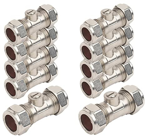 10 Pack 15mm Chrome Isolation Valves – WRAS Approved Brass Shut Off Valves for Plumbing – Compression Fit – Reeds