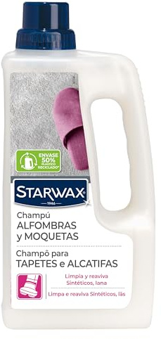 STARWAX - Champú Alfombras y Moquetas -Limpia en profundidad moquetas y alfombras de fibras naturales y sintéticas -1L - 30 a 40m²