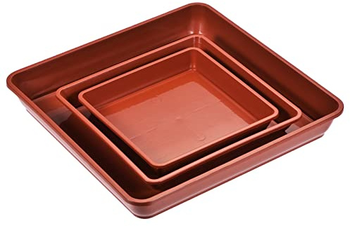 sourcing map Plante Pot Soucoupe 6 7 10 Pouce Plastique Carré Fleur Gouttière Plateau pour Intérieur Extérieur Rouge Ensemble 6 en 1
