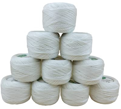 OSNICA Häkelgarn aus Baumwolle (10 Stück) – 10 g, 85 m, für Projekte, Decken, Handschuhe und Applikationen (weiß)