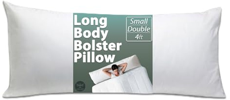Premium Hollowfiber Filled White Bolster Pillow (SMALL DOUBLE-4FT)Non-Allergenic Orthopedic Long Pillow for Back, Neck, Maternity Support- Multi-purpose Pregnancy Support Bolster Pillow.