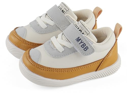 LACOFIA Baby löparskor flickor pojkar krypskor baby första sneakers med halkfri gummisula, GUL, 17 EU