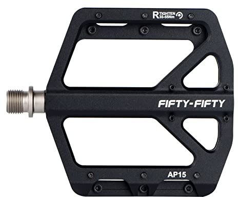 FIFTY-FIFTY Mountain Bike Pedals, Non-Slip and Aluminum Alloy Bicycle Flat Pedals, 9/16 Sealed Bearing, Lightweight and Wide Platform for All Mountain, Enduro, Downhill, E-Bike, MTB (Black)