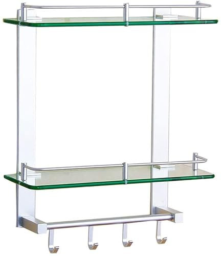 AKAZI Wandmontiertes Glasregal, Doppelgürtelhaken-Kombinationsglasrahmenraum Aluminium-Einzelpol-Glasregal zur Aufbewahrung im Badezimmer (Size : 60cm) (60cm)