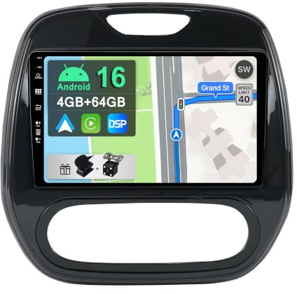 YUNTX [4GB+64GB] Autoradio 2 DIN Android 14 per Renault Captur (2014-2019)-[Incorporato Carplay/Android Auto/DSP/GPS]-IPS 2.5D 9 Touch Screen-Camera+MIC-DAB/Mirror Link/Bluetooth 5.0/WiFi/USB/4G