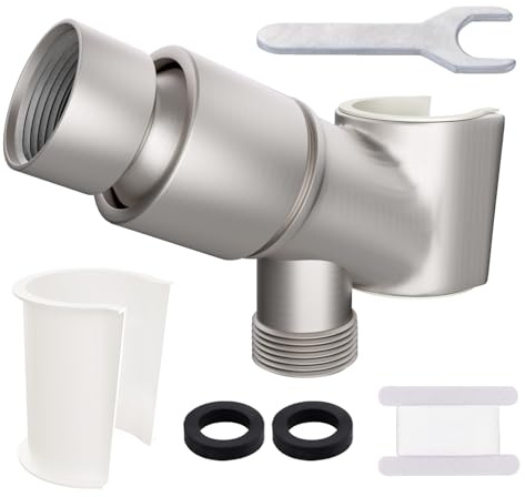 All Metal Handheld Shower Head Holder, Adjustable Shower Wand Holder with Universal Shower Arm Mount and Brass Pivot Ball, for Connecting Shower Arm and Shower Hose
