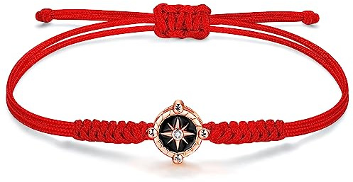 JENDEAR SHINE Bracciale Bussola Donna, Ciondolo Bussola in Zirconia Cubica con Catena a Corda Fatta a Mano, Regalo di Compleanno di Amicizia di Viaggio di Laurea