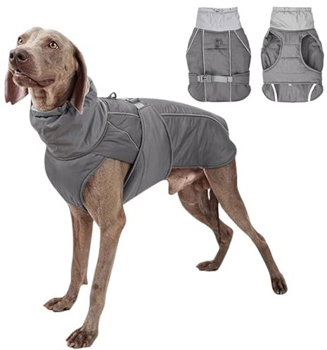 PETCUTE Hund Wintermantel,Wasserdichter Hundemantel Winter Warme Jacke,Winddichte Hundejacken mit Reflektierender Streifen und Gurtloch,Warmer Mantel für Hund für Camping Wandern