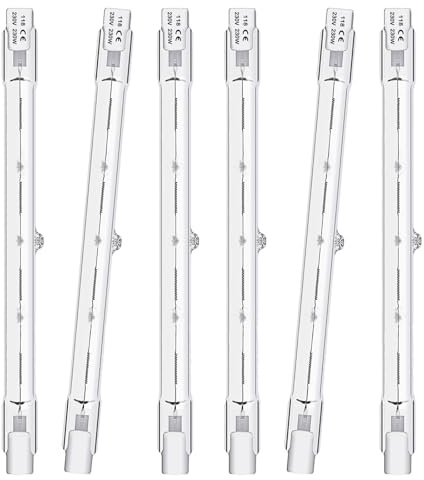 Queeplo 6 Stück R7S Halogen Leuchtmittel 118mm 230W 230V Dimmbar Warmweiß