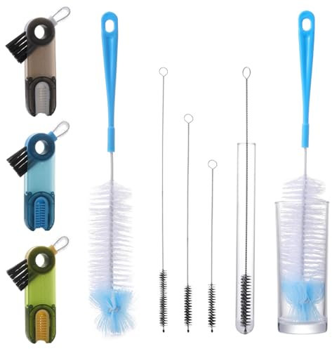 Yizerel 7 Pack Bottle Brush Cleaner Set, 3 in 1 Cup Lid Gap Cleaning Brush, Straw Brush Water Bottle Brush, Multifunctional Insulation Bottle Cleaning Tools, Home Kitchen Cleaning Tools