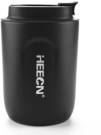 HEECN® Palm -Taza térmica de doble pared de acero inoxidable, con aislamiento al vacío, MINI Taza térmica portátil, sin fugas, sin BPA (negro)