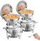 VEVOR Set di Scaldavivande 4 Pezzi da 5,38L per Buffet Scaldavivande Riscaldato a Combustibile, Scaldavivande Pentola in Acciaio Inox Contenitore Rotondo per Catering Buffet Self-service Hotel Albergo