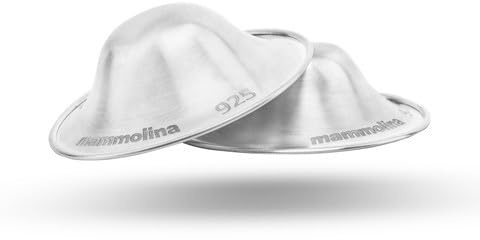 MAMMOLINA The Original Silver Stillbecher, Silber Nippel Covers Stillen, Stillschild, Neugeborene Essentials Must Haves zum Beruhigen und Schützen, 925 Silber (Regular)