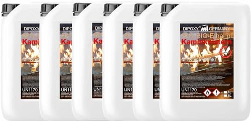 Bioethanol, Ethanol 80% Premium 30 L (6 x 5 L) - with Fireplace Crackle Effect, Bio-Ethanol for Decorative Fire, Table Fireplace, Fireplace & Garden Decorative Fire for Indoor and Outdoor Use - Smoke