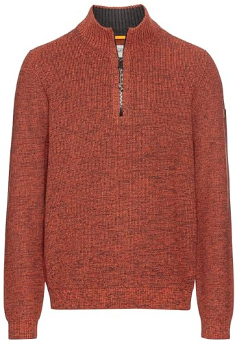 camel active Men's Cotton Blend Knitted Troyer, red-orange, Medium