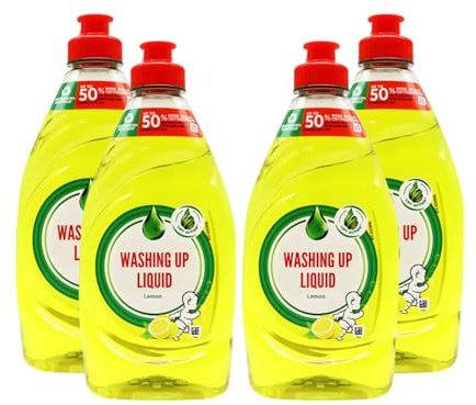 Washing Up Liquid Lemon, 320ml - Powerful Grease-Cutting Dish Soap with a Zesty Lemon Scent for Sparkling Clean Dishes (4)