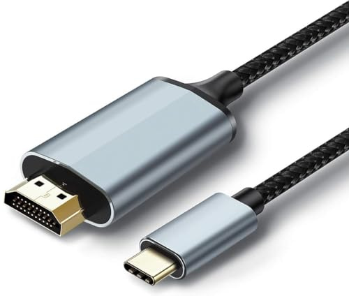 CABLEPELADO Cable USB C a HDMI, Cable HDMI Trenzado de Nylon, Compatible con Thunderbolt 3/4, iPhone 15 Series, MacBook, iMac, iPad Pro, Galaxy, Surface, DELL, HP, 4K 60Hz, 1 Metro, Negro