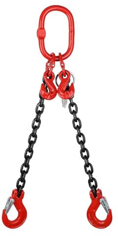 NISMIA 1/2/4 chaînes avec Crochets de Levage, Haute résistance chaîne de Suspension, G80 en Acier au manganèse elingue de Levage, Crochet de raccourcissement chaîne de Grue,2m 2leg,2T