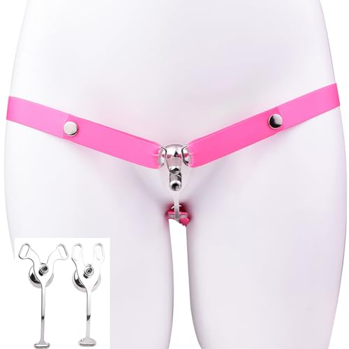 Keuschheitskäfig Herren mit Anti-Fall Chastity Belt Sissy Fake Frau Peniskäfig Falt Inverted Cock Cage Clip Male Groß SM Sex Spielzeug für die Männer (Pink,3234+Belt)