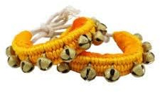 TONGARI Brass Ghungroo Bells (1 Line Pad, Yellow, Pair) For Women