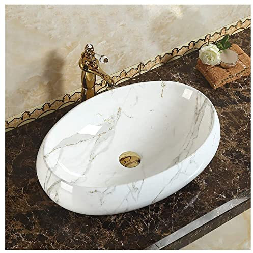 sjdoPulse Lavandino da Bagno Lavabo da Appoggio, Lavabo Piccolo WC per Gli Ospiti Lavabo da Appoggio Set Lavabo in Ceramica Lavabo in Ceramica Lavabo da Appoggio (C)