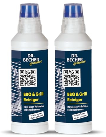 DR.BECHER @home BBQ & Grill Reiniger Gel - Entfernt eingebrannte Verkrustungen zuverlässig und selbsttätig - Ideal für Edelstahlbleche, Grillroste und feuerfestes Glas 2x 500ml