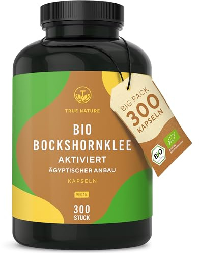 TRUE NATURE Bio Bockshornklee Kapseln - Hochdosiert: 2600 mg/Tagesdosis | 300 Stück (650 mg) - Bockshornkleesamen/Fenugreek für die Stillzeit - Hochwertiger Rohstoff aus Ägypten - Vegan & aktiviert