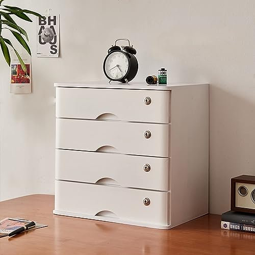 Schreibtisch-Organizer aus Holz mit Schloss, 1/2/3/4 Etagen, Aktenschrank, Schubladensystem für Büro und Zuhause