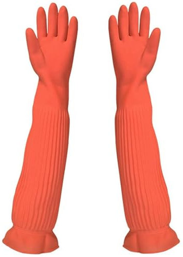 Guantes De Goma Largo - 56 cm, Guantes de Trabajo Manga Larga y Domésticos Reutilizables