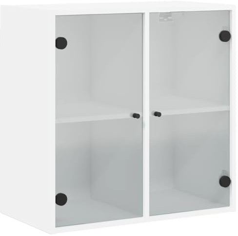 HETFTJN Armadio Multiuso Armadio da Esterno Madia Cucina Mobile Sala - Mobile a Muro con Ante in Vetro Bianco 68x37x68,5 cm per Cucina Soggiorno Camera Da Letto Sala Studio