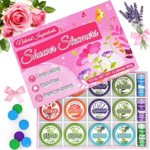 Bombes De Douche - 12 Douches Vapeur AromathéRapie Avec 24 CompriméS De Bain Pour Enfants, Cadeaux De Soins Personnels Pour Femmes Aux Huiles Essentielles Naturelles