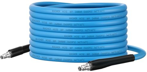 Ampvolts 15M Kink-Resistant Pressure Washer Hose for Bosch AQT Aquatak Series – 250Bar / 3600 PSI High-Pressure Flexible Replacement Jet Wash Hose, Quick Connect, All-Weather Use, Blue