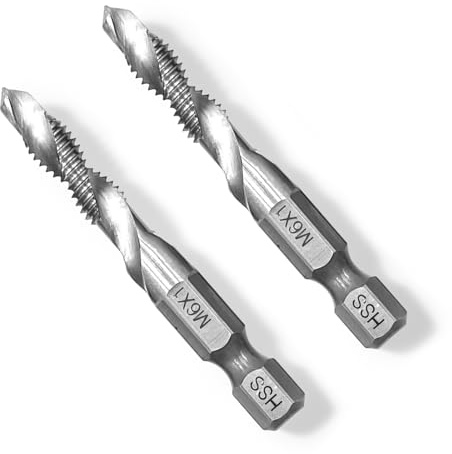 Ztolbriy 2 Pièces Taraud M6 x 1 Foret Combiné – Spirale Cobalt en Acier Rapide HSS | Pour Métal & Filetage | Outil 4-en-1