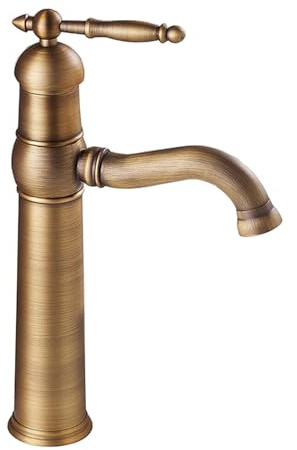 TYMYW Rubinetto Alto per Lavabo da Appoggio Girevole A 360° Rubinetto Bagno Ottone Antico Monocomando Caldo E Freddo
