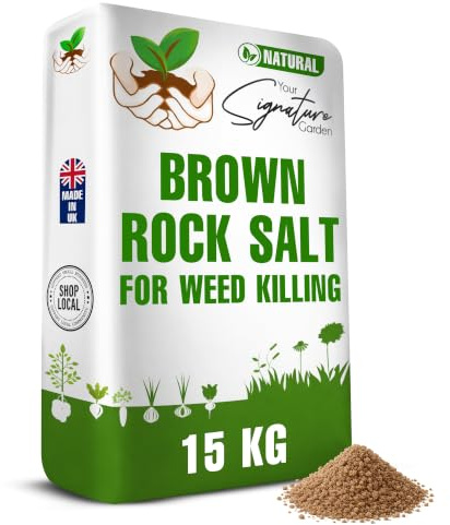 Brown Rock Salt Weed Killer 15kg | Natural Patio & Driveway Weed Control | For driveways, paths, patios, block paving, gravel and tarmac, fast-acting outdoor weed control