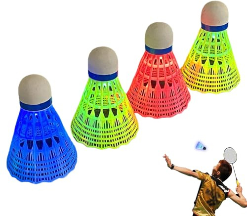 Generisch LED Federball | 4 Stück Leucht Federball,Ball Training Übungsausrüstung Sport Anfänger - Garten Praxis Outdoor Erwachsene Kinder Indoor Spaßaktivitäten