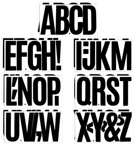 LXUEJIE 14 fogli adesivi con lettere grandi, impermeabili, 15 cm, lettere da incollare, nero, autoadesive, in vinile, per poster, auto, cassette delle lettere, finestre