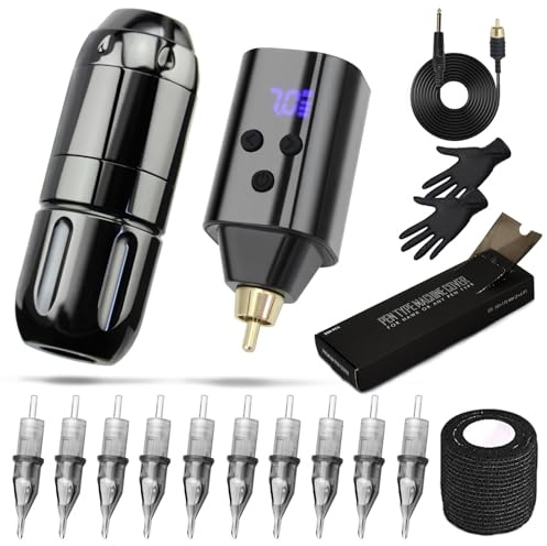 Penna del tatuaggio, potere senza fili integrato cavo RCA set, linea di taglio e ombreggiatura tatuaggio macchina