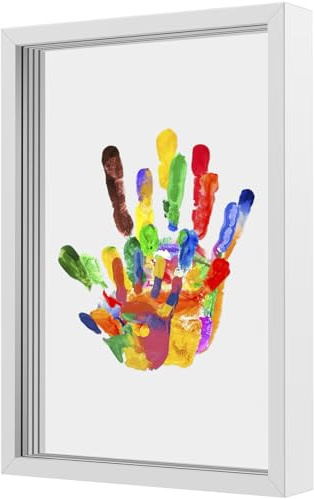 Bankeep My Family Prints Handabdruck-Set für Familienmitglieder, mit 4 Plexiglasscheiben, 6 Farben ungiftiger Farbe, Erinnerungsrahmen, Pinsel, Radiergummi, Handabdruck-Set für