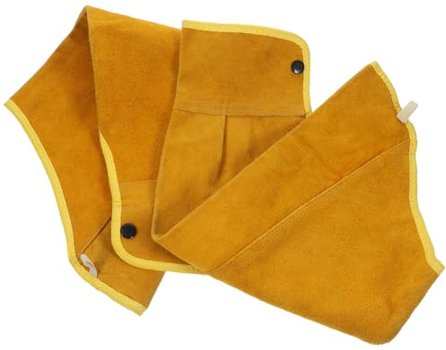 PRETYZOOM Manguitos de Soldadura de Piel de Vacuno Amarillos para Brazo, Resistentes y Fáciles de Usar, Ideales para Protección en Trabajos de Soldadura