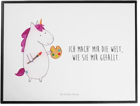 Mr. & Mrs. Panda Schreibunterlage Einhorn Künstler - Geschenk, schreibtischunterlagen, bastelunterlagen, Unterlage Schreibtisch, schreibtischunterlage, Zeichnen, Welt, Malen, Englisch, Unicorn, Farbe