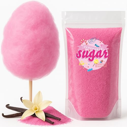 Zuckerwatte Zucker mit Geschmack Vanille Pink farbiger Aromazucker 1kg für die Zuckerwattemaschine