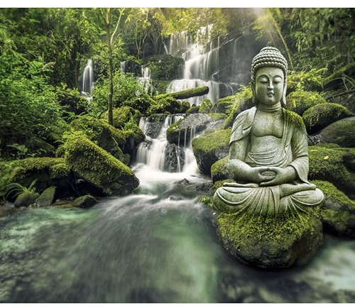murando - Fototapete selbstklebend Buddha, 294x210 cm, Schlafzimmer, modern | Selbstklebend ohne Kleister, Full HD Druck, ideal fürs Wohn- oder Schlafzimmer, schnelle Montage, lichtbeständig, geruchsfrei