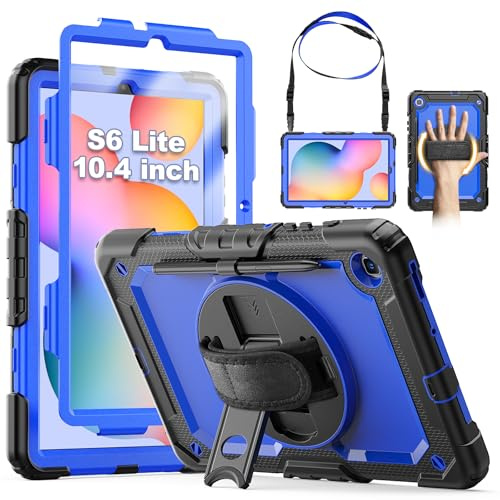 SEYMCY Funda para tablet Samsung Galaxy S6 lite de 10.4 pulgadas 2022/2020, funda a prueba de golpes con protector de pantalla, soporte para bolígrafo para Samsung Galaxy Tab S6 Lite, azul